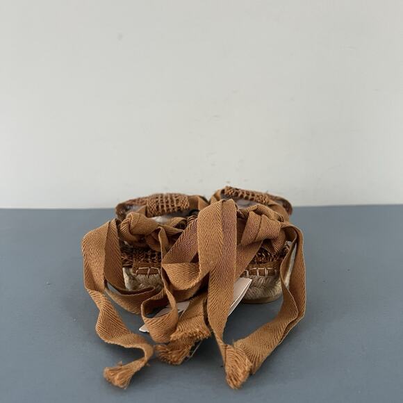 NWT Zara Woven Gladiator Lace Up Brown Espadrille Sandals - Picture 5 of 9